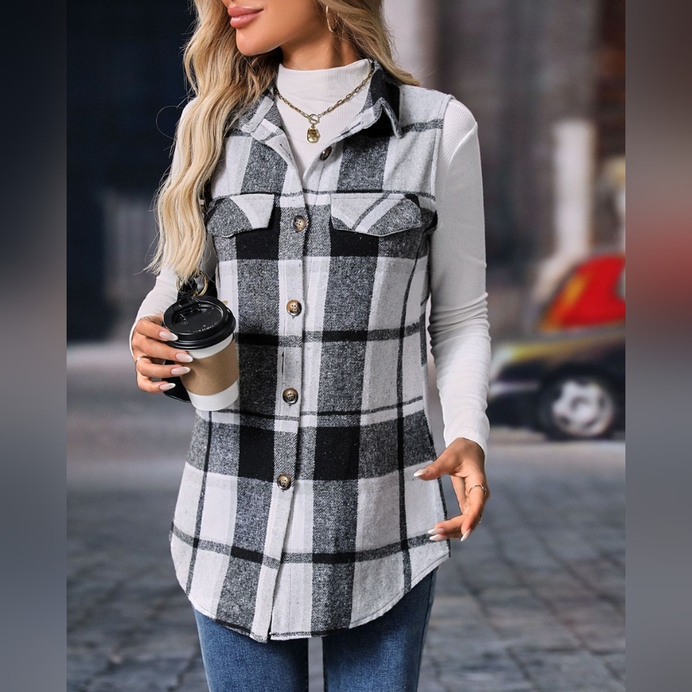 Sarah Plaid Charm Vest - Gray - Picture 5 of 9